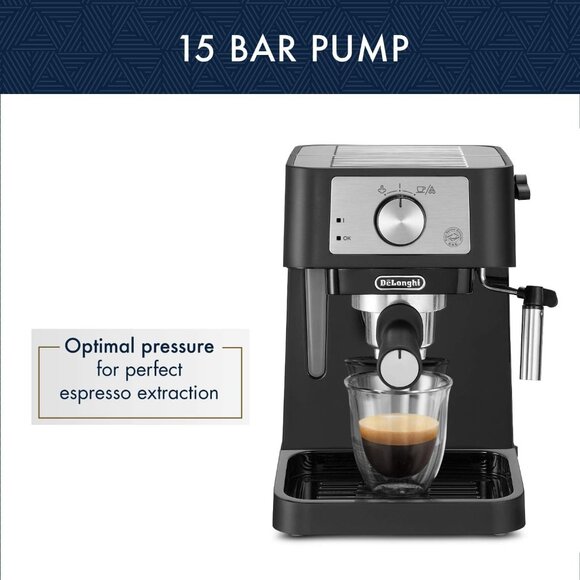 De'Longhi Espresso Machine, 15 Bar Pump, Milk Frother, Black/Stainless, EC260BK - Picture 7 of 11